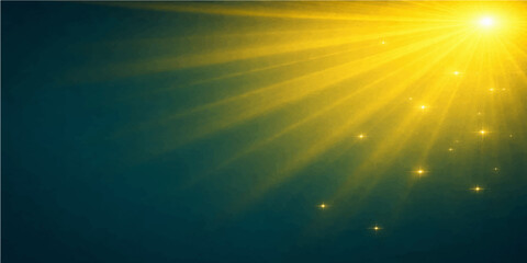 Fototapeta premium An abstract blue nature wallpaper featuring bright sunlight rays and a glowing star burst over a summer sea with a flare design