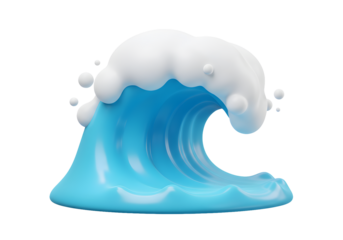 Stunning blue ocean wave with white foam crest