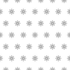 Seamless pattern of atom icons simple minimalist vector illustration for science and technology backgrounds isolated on white EPS vector