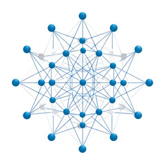 Neural network connection diagram isolated on transparent background
