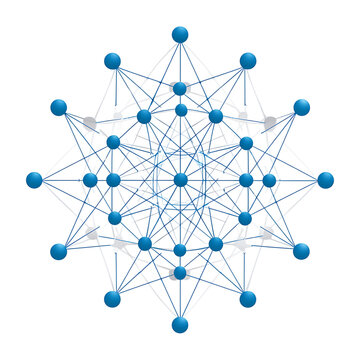 Neural network connection diagram isolated on transparent background