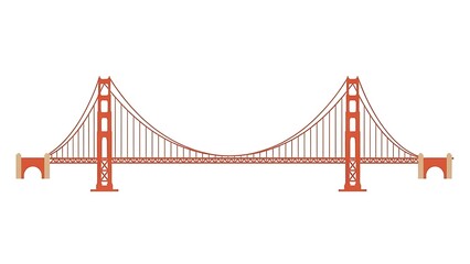 Obraz premium Orange suspension bridge isolated on white background