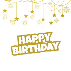 Happy Birthday Typography Design &ndash; Bold Gold Font for Celebration Cards and Invitations