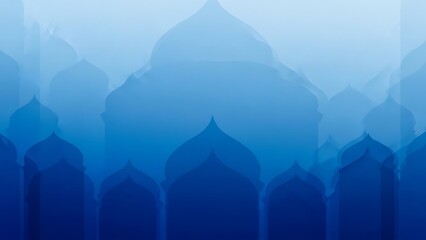 Mysterious blue towers rising into the fog