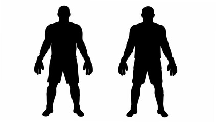 Two men in athletic stance with gloves on white background
