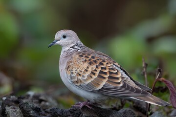 Serene european turtle dove in natural habitat.