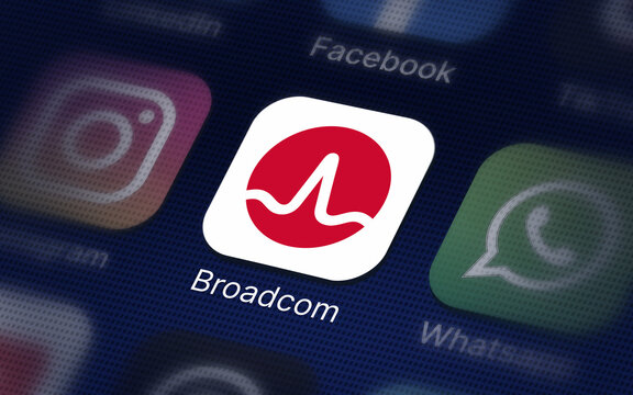 Broadcom Company logo on the smartphone