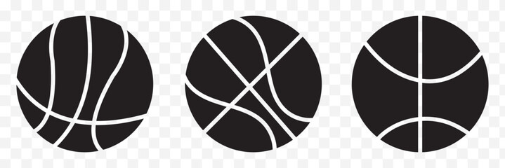 Basketball ball icons set. Basketball ball isolated icon. Black basketball symbols. Vector illustration. EPS 10.
