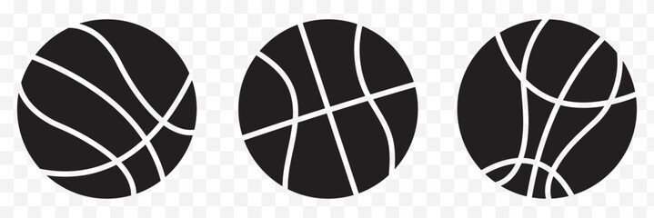 Basketball ball icons set. Basketball ball isolated icon. Black basketball symbols. Vector illustration. EPS 10.