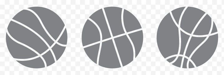 Basketball icon set. Basketball ball icon. Basketball logo vector icon. Grey color  basketball symbols. Vector illustration.