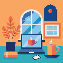 remote-working-office-scene--laptop--coffee--natur.eps