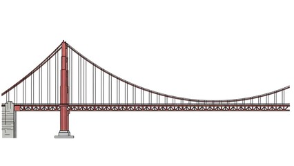 Obraz premium Suspension bridge illustration architectural design and concept