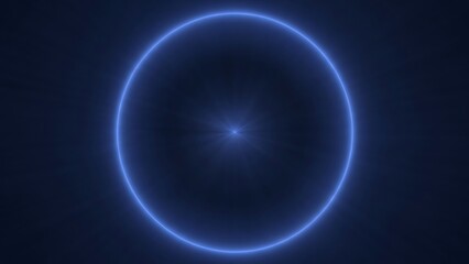 Glowing blue circle with shining center in dark background
