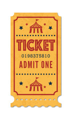 Retro Vintage Circus Ticket for Carnival Admission and Entertainment Event. Vector illustration 
