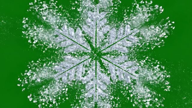 Green Screen Ice Crystal Snowflake Forming and Exploding Animation 3D Render