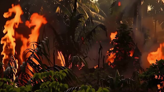 Forest fire burning trees flames wildfire disaster destruction nature smoke