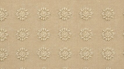 Beige fabric with embroidered floral pattern