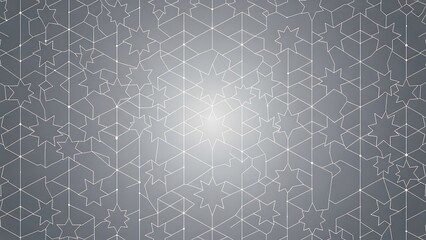 Geometric pattern with central light source on gray background