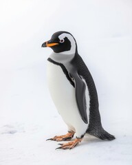 Penguin standing in snow