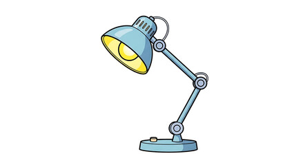 Fototapeta premium A blue desk lamp with a yellow light on transparent background