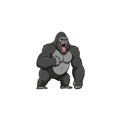 Cartoon Gorilla Standing Aggressive Pose Illustration.