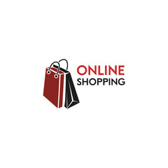 modern online shopping logo design with shopping bag concept, suitable for websites, mobile apps, and digital marketplaces