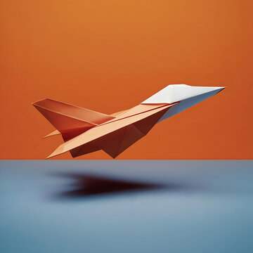 Creative paper airplane design soaring against a vibrant background, symbolizing innovation and imagination in design.