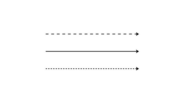 Arrows pointing right dashed solid dotted lines right arrow dashed line solid line