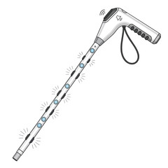 Obraz premium Smart electronic cane for visually impaired people with sensors