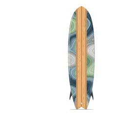 Modern Surfboard with Abstract Topographic Pattern