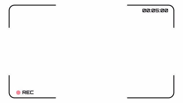 Minimal Camera Recording Screen Overlay Interface with Blinking REC Indicator and Time Stamp on Transparent Background