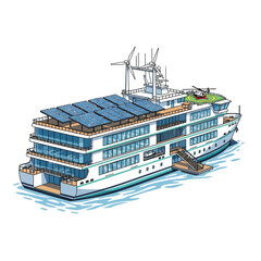Eco Friendly Wind Powered Cargo Ship Illustration