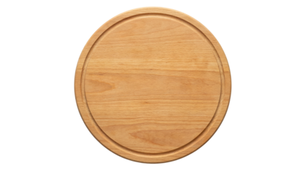 Round Light Wooden Cutting Board Isolated on White Background