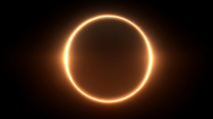 Abstract golden energy ring pulsating with light on a dark background