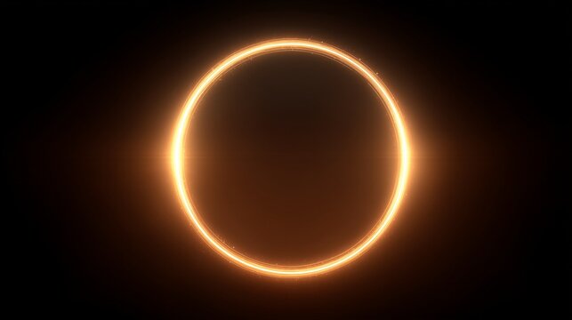 Abstract golden energy ring pulsating with light on a dark background - Powered by Adobe