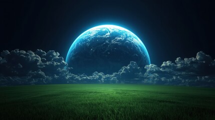 Earth rising over horizon