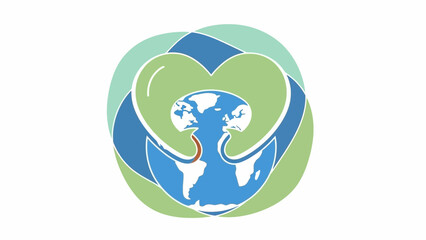 Obraz premium Stunning eco-friendly globe logo with heart and green earth