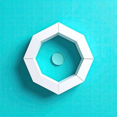 Fototapeta premium Abstract geometric shape, white octagon, teal background
