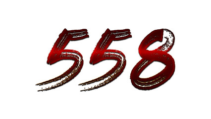 3D blood red number design of 558 on white background.