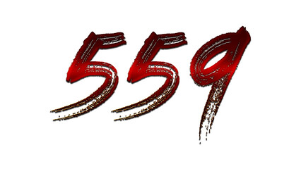 3D blood red number design of 559 on white background.