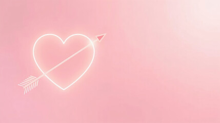 Minimal Glowing Heart and Arrow on Soft Background