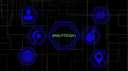 Abstract technology digital background featuring binary code and a medical heartbeat EKG monitor wave integrated with a business finance stock data growth chart arrow - Powered by Adobe