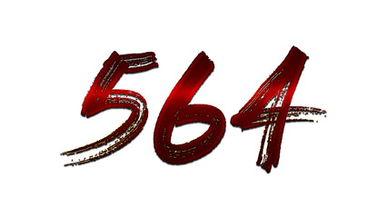 3D blood red number design of 564 on white background.