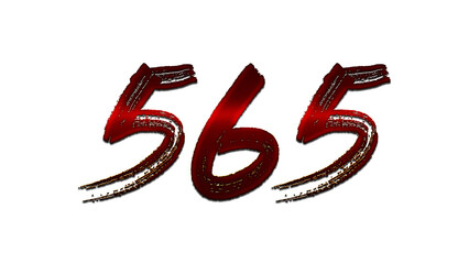 3D blood red number design of 565 on white background.