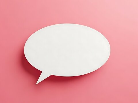 Blank white speech bubble on pink background