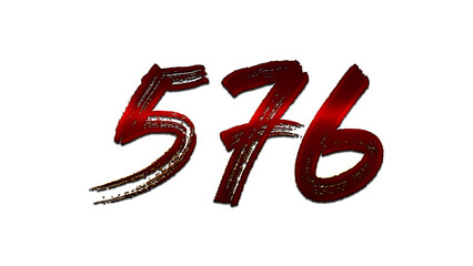 3D blood red number design of 576 on white background.