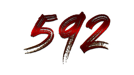 3D blood red number design of 593 on white background.
