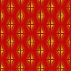 Abstract background of yellow small geometric shapes on a red background.