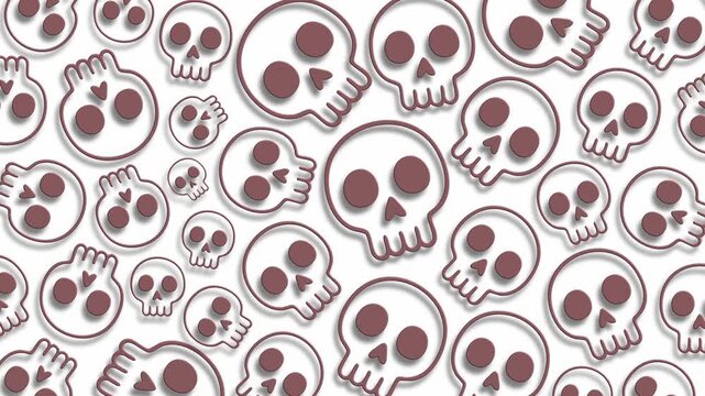 Seamless skull outline pattern on white background for spooky decor