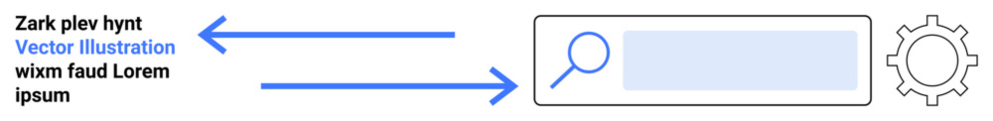 Digital workflow, search functionality, technology process, data management, information retrieval, automation systems. Magnifying glass, arrows and gear icon interconnected cycles. Search © robu_s